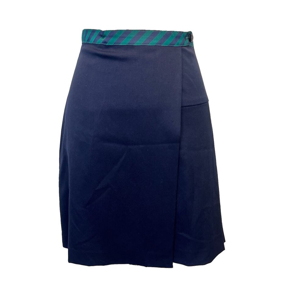 Vintage Brooks Brothers Red Fleece Skirt size 2 Navy Blue Green Wool Wrap Pleats